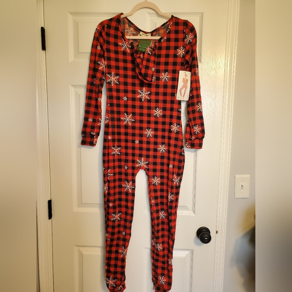 Nanamacs Shosho Red and Black Footies One Piece PJ Small